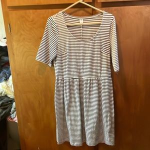 White black striped dress